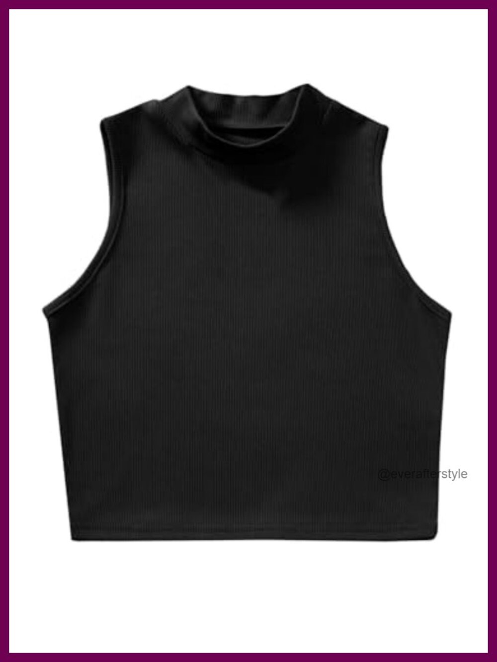 Sleeveless Mock Neck Rib Knit Crop Top Tank
